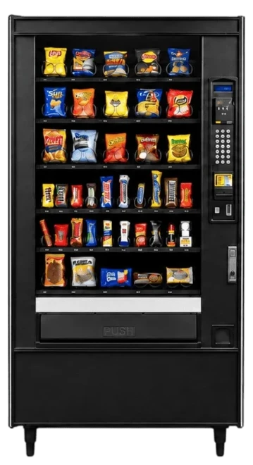 Glass-front snack vending machine, sold by Louisiana Vending